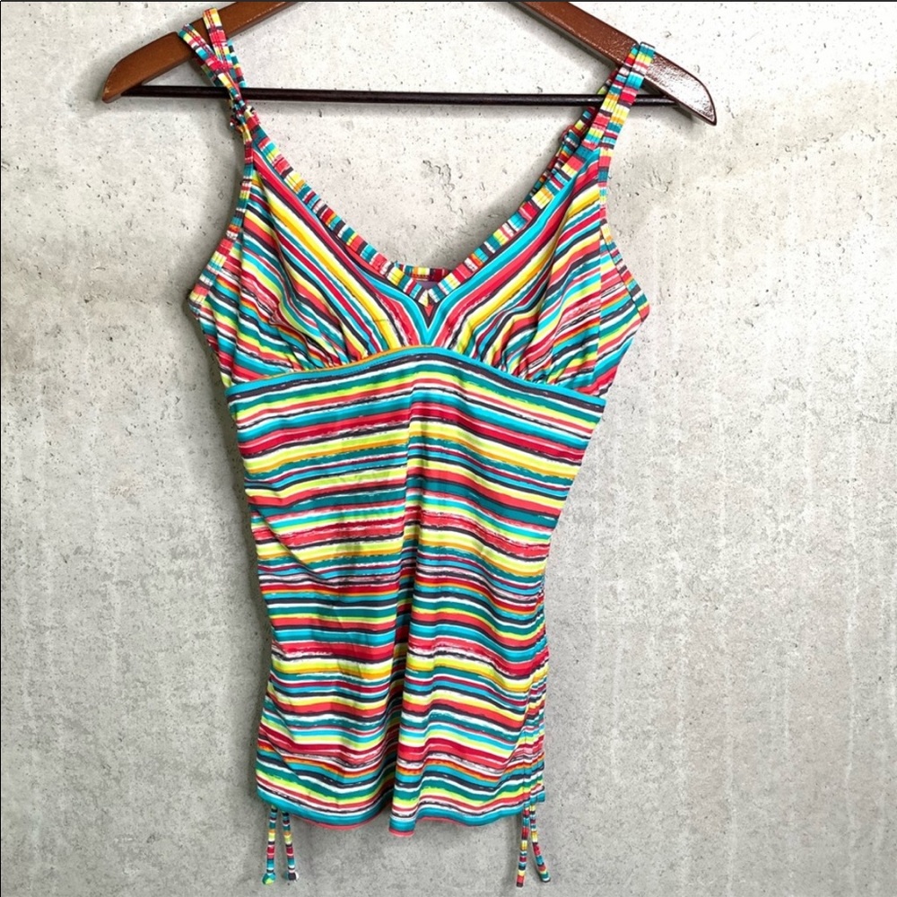 Athleta stripe multi color tankini top 34 b / c